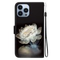 For iPhone 13 Pro Crystal Texture Colored Drawing Leather Phone Case(Crystal Peony)