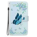 For iPhone 13 Pro Crystal Texture Colored Drawing Leather Phone Case(Blue Pansies)