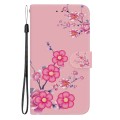 For iPhone 13 Pro Max Crystal Texture Colored Drawing Leather Phone Case(Cherry Blossoms)