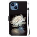 For iPhone 14 Crystal Texture Colored Drawing Leather Phone Case(Crystal Peony)