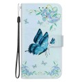 For iPhone 14 Plus Crystal Texture Colored Drawing Leather Phone Case(Blue Pansies)