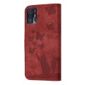 For Xiaomi 11T Pro Butterfly Cat Embossing Flip Leather Phone Case(Red)