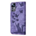 For Xiaomi 12T / 12T Pro Butterfly Cat Embossing Flip Leather Phone Case(Purple)