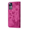 For Xiaomi 12T / 12T Pro Butterfly Cat Embossing Flip Leather Phone Case(Pink)