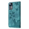 For Xiaomi 12T / 12T Pro Butterfly Cat Embossing Flip Leather Phone Case(Wathet)