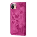 For Xiaomi Mi 11 Lite Butterfly Cat Embossing Flip Leather Phone Case(Pink)