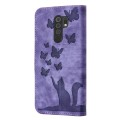 For Xiaomi Redmi 9 Butterfly Cat Embossing Flip Leather Phone Case(Purple)