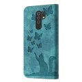 For Xiaomi Redmi 9 Butterfly Cat Embossing Flip Leather Phone Case(Wathet)