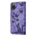 For Xiaomi Redmi 10 Butterfly Cat Embossing Flip Leather Phone Case(Purple)