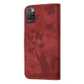 For Xiaomi Redmi 10 Butterfly Cat Embossing Flip Leather Phone Case(Red)