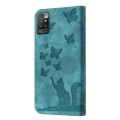 For Xiaomi Redmi 10 Butterfly Cat Embossing Flip Leather Phone Case(Wathet)