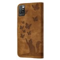 For Xiaomi Redmi 10 Butterfly Cat Embossing Flip Leather Phone Case(Brown)