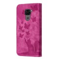 For Xiaomi Redmi Note 9 Butterfly Cat Embossing Flip Leather Phone Case(Pink)