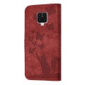 For Xiaomi Redmi Note 9 Pro Butterfly Cat Embossing Flip Leather Phone Case(Red)