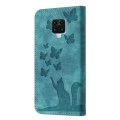 For Xiaomi Redmi Note 9 Pro Butterfly Cat Embossing Flip Leather Phone Case(Wathet)