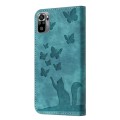 For Xiaomi Redmi Note 10 / 10S Butterfly Cat Embossing Flip Leather Phone Case(Wathet)