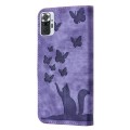 For Xiaomi Redmi Note 10 Pro Butterfly Cat Embossing Flip Leather Phone Case(Purple)