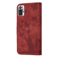 For Xiaomi Redmi Note 10 Pro Butterfly Cat Embossing Flip Leather Phone Case(Red)