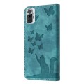 For Xiaomi Redmi Note 10 Pro Butterfly Cat Embossing Flip Leather Phone Case(Wathet)