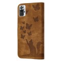 For Xiaomi Redmi Note 10 Pro Butterfly Cat Embossing Flip Leather Phone Case(Brown)