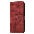 For Xiaomi Redmi Note 13 5G Butterfly Cat Embossing Flip Leather Phone Case(Red)