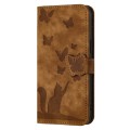 For Xiaomi Redmi Note 13 5G Butterfly Cat Embossing Flip Leather Phone Case(Brown)