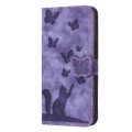 For Xiaomi Redmi Note 13 Pro 5G Butterfly Cat Embossing Flip Leather Phone Case(Purple)