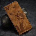 For Xiaomi Redmi Note 13 Pro 5G Butterfly Cat Embossing Flip Leather Phone Case(Brown)