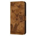 For Xiaomi 13T / 13T Pro 5G Butterfly Cat Embossing Flip Leather Phone Case(Brown)