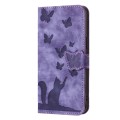 For Xiaomi 14 Pro Butterfly Cat Embossing Flip Leather Phone Case(Purple)