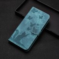 For Xiaomi Redmi 13C / POCO C65 Butterfly Cat Embossing Flip Leather Phone Case(Wathet)