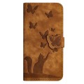 For Xiaomi Redmi 13C / POCO C65 Butterfly Cat Embossing Flip Leather Phone Case(Brown)