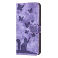 For Xiaomi Redmi Note 13 4G Butterfly Cat Embossing Flip Leather Phone Case(Purple)