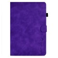 For Samsung Galaxy Tab A9 Embossed Smile Flip Smart Leather Tablet Case(Purple)