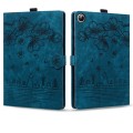 For Samsung Galaxy Tab A9+ Cartoon Sakura Cat Embossed Leather Tablet Case(Blue)