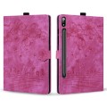 For Samsung Galaxy Tab S9 Ultra /S8 Ultra Cartoon Sakura Cat Embossed Leather Tablet Case(Rose Red)