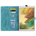 For Samsung Galaxy Tab A7 Lite Cartoon Sakura Cat Embossed Leather Tablet Case(Green)