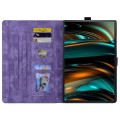 For Samsung Galaxy Tab A9 Cartoon Sakura Cat Embossed Leather Tablet Case(Purple)