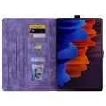 For Samsung Galaxy Tab S9 FE Cartoon Sakura Cat Embossed Leather Tablet Case(Purple)