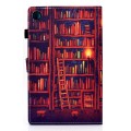 For Samsung Galaxy Tab A9+ Colored Drawing Stitching Horizontal Flip Tablet Leather Case(Bookshelf)