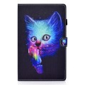 For Samsung Galaxy Tab A9+ Colored Drawing Stitching Horizontal Flip Tablet Leather Case(Super Cat)