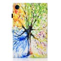 For Samsung Galaxy Tab A9 Colored Drawing Stitching Horizontal Flip Tablet Leather Case(Colorful Tre