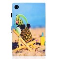 For Samsung Galaxy Tab A9+ Colored Drawing Smart Leather Tablet Case(Pineapple)
