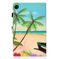 For Samsung Galaxy Tab A9+ Colored Drawing Smart Leather Tablet Case(Beach)