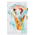 For Samsung Galaxy Tab A9 Colored Drawing Smart Leather Tablet Case(Watercolor Elephant)