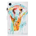 For Samsung Galaxy Tab A9 Colored Drawing Smart Leather Tablet Case(Watercolor Elephant)