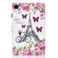 For Samsung Galaxy Tab A9 Colored Drawing Smart Leather Tablet Case(Flower Tower)