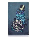 For Samsung Galaxy Tab A9 Colored Drawing Smart Leather Tablet Case(Rose Owl)