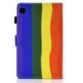 For Samsung Galaxy Tab A9+ Colored Drawing Stitching Flip Leather Tablet Case(Rainbow)