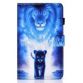 For Samsung Galaxy Tab A9 Colored Drawing Stitching Flip Leather Tablet Case(Lion)